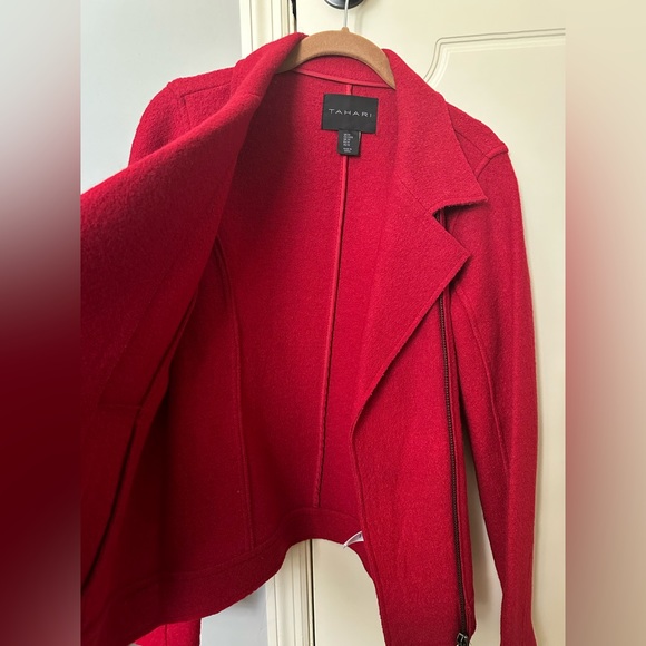 Tahari Wool Blend Moto Jacket - Picture 6 of 8